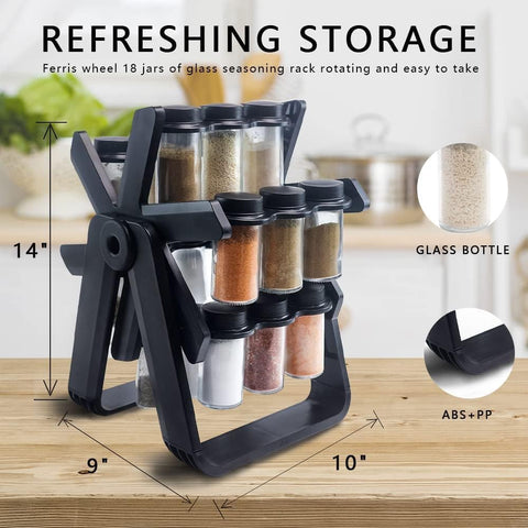 18 Pcs Rotating Spice Jar Set